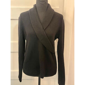 VTG Ralph Lauren Faux Wrap Sweater Merino Angora Cashmere Black Women L